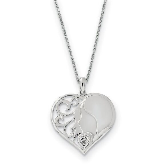 Sterling Silver & CZ My Daughter My Heart's Treasure Necklace 18 In.